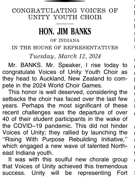 A Congressional Honor from Jim Banks